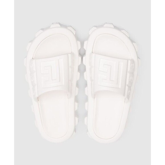 NIB Balmain White Ari Men Rubber Slip On Slides Sandal Embossed Logo 43/ 10 US - Picture 2 of 15